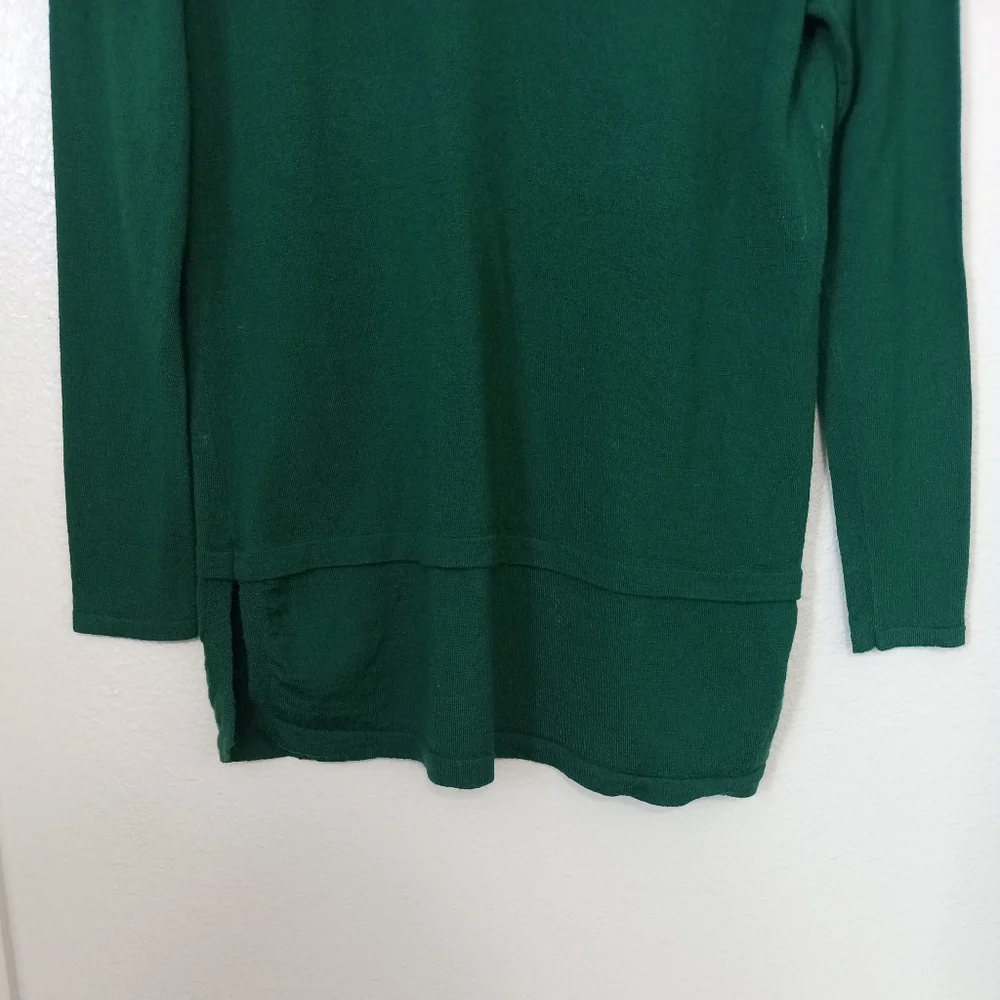 J.Jill Merino Wool Long Sleeve Green Tunic Sweater Top S Petite